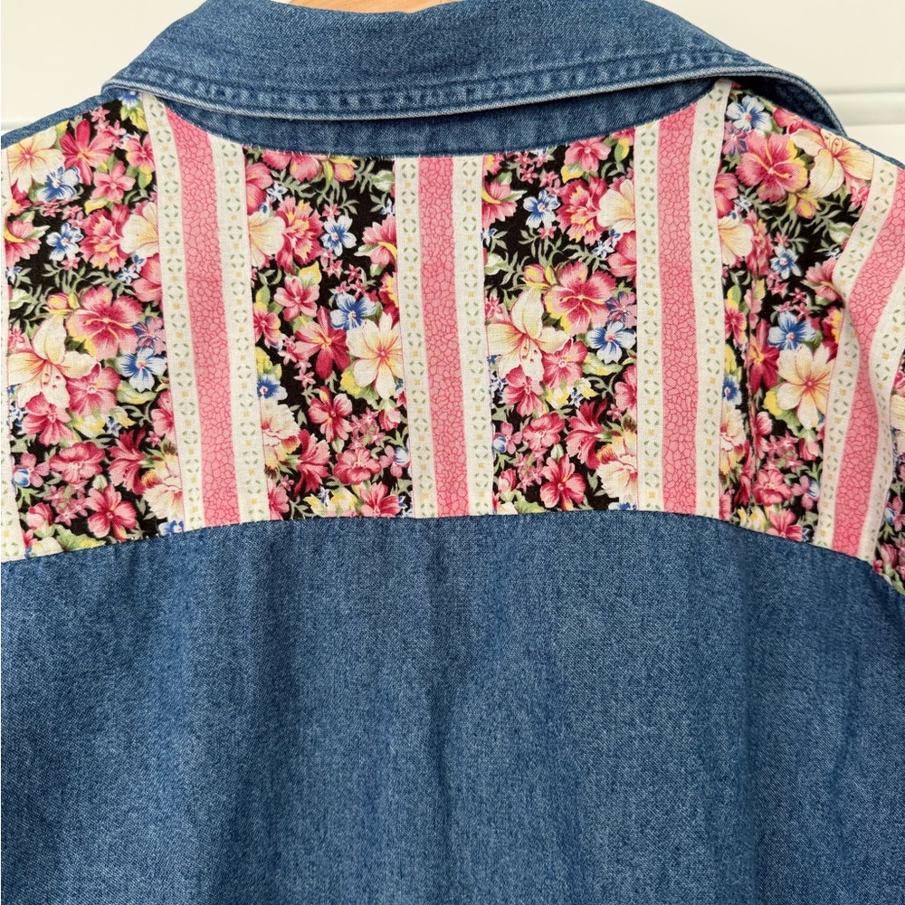 Vintage Denim and Floral Shirt Small